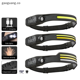 Sensor faro COB LED lámpara de cabeza linterna USB recargable cabeza  antorcha 5 modos de iluminación luz de cabeza (COB blanco+amarillo)