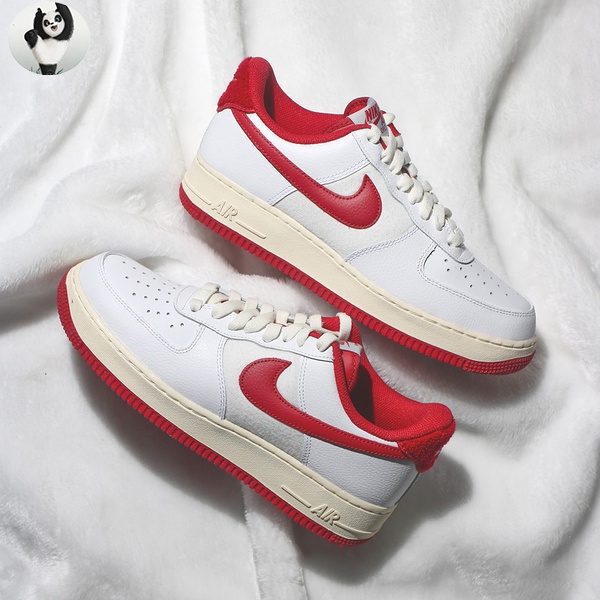 Nike Air Force Lv Gancho Crema Rojo Blanco Costura Retro Casual Hombre Mujer Zapatos