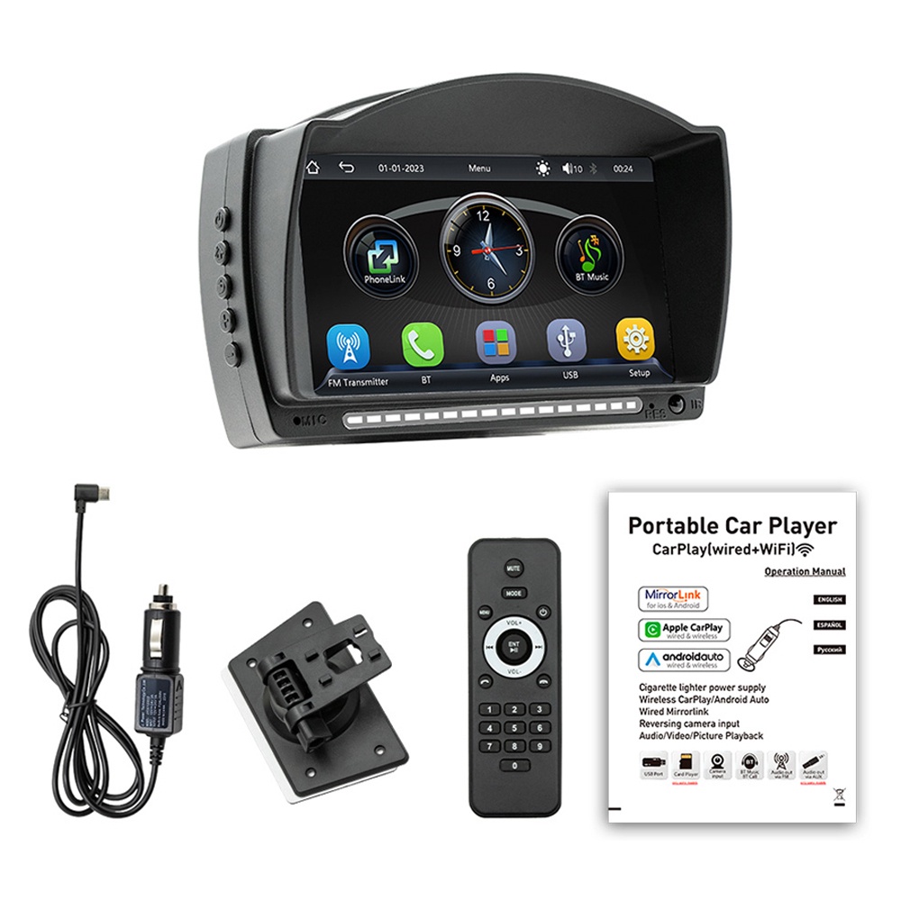 Radio estéreo para coche, Bluetooth 5,1, pantalla táctil de 7 pulgadas,  enlace de espejo, Control del volante, imagen de marcha atrás, reproductor  MP5