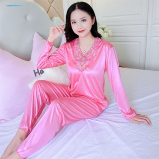 Women's Pajama Pink Lace Silky Floral Embroidered Slip Sleep Dress  Sleepwear