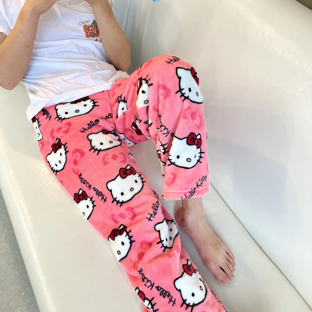 Cool Sanrio Hello Kitty Calabaza Kt Gato Franela Pijama Pantalones