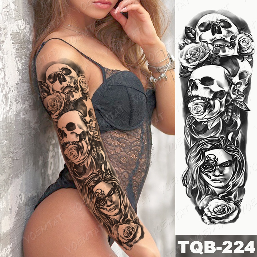 Gran Brazo Completo Impermeable Tatuaje Temporal Pegatina Para Los Hombres Las Mujeres