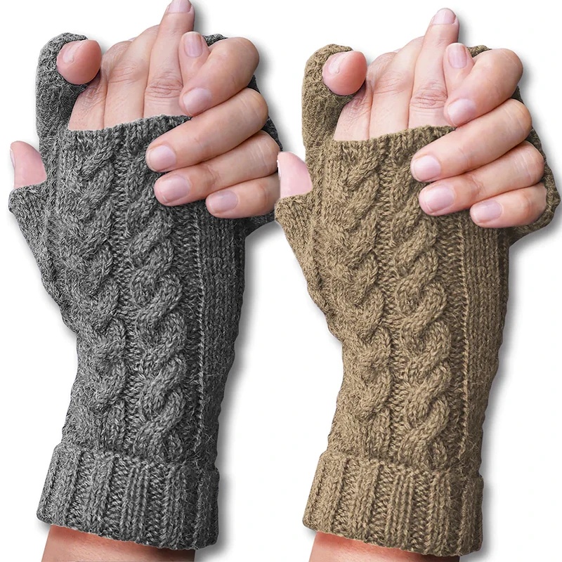 1 par de guantes sin dedos para mujer mitones cálidos de punto para  calentadores de manos