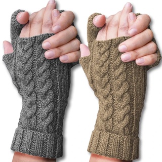 Guantes sin dedos Unisex for hombre, moda de invierno, guantes cálidos de  punto suave for mujer, guantes de esquí, mitones for hombre (Color : Gray,  Size : One Size) : : Ropa