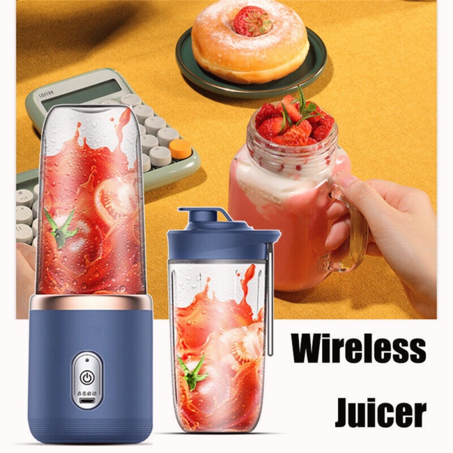 Vaso portátil de 350 ml, batidora pequeña, vaso de viaje con baterías  recargables por USB, cuchillas
