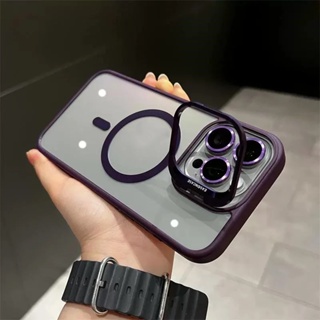Funda para iPhone 11 Pro Max, protector de cámara de lente de vidrio de  ventana, vista de logotipo compatible con Magsafe, fundas magnéticas duras  y