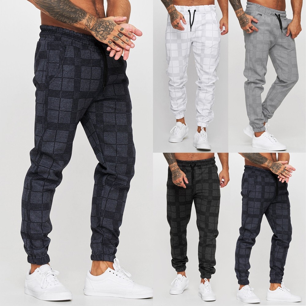 Pantalon jogger cuadros hombre hot sale