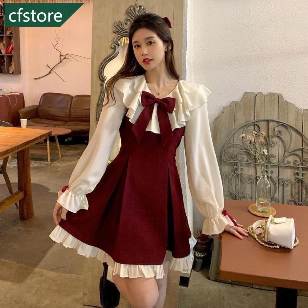 CFSTORE Vestido Rojo Con Correa De Lazo Lindo Y Suave Temperamento