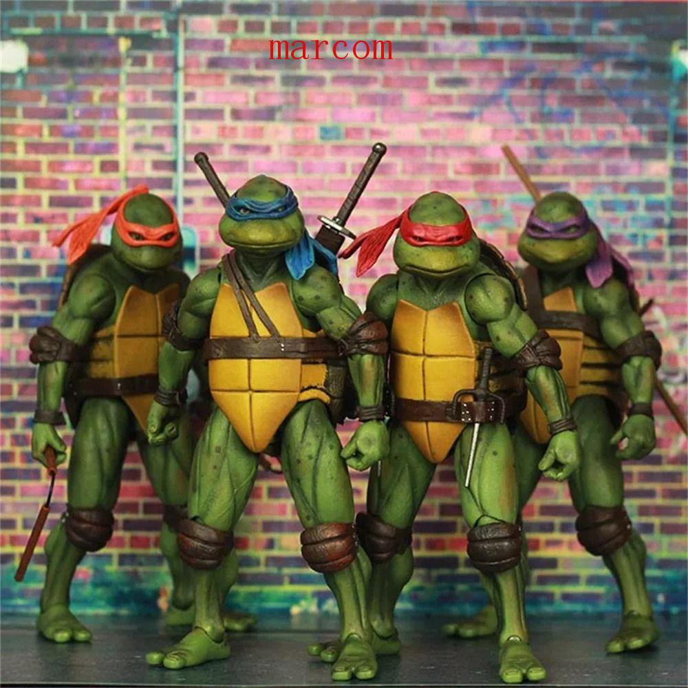 Teenage Mutant Ninja Turtles Juego de 4 figuras de acción de películas  clásicas exclusivas [Donatello, Raphael, Michelangelo y Leonardo]