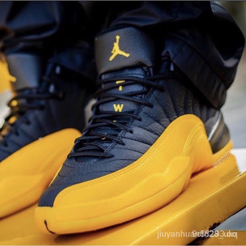 Original 100 Nike Jordan Air 12 Amarillo Negro Calidad Premium AGKT