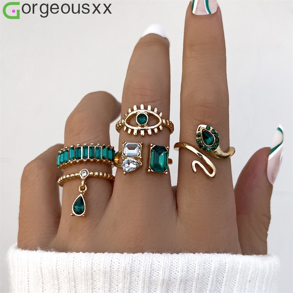 Bohemio Color Oro Cadena Anillos Conjunto Para Mujer Chica Moda Boho  Corazón Estrellas Luna Diamantes De Imitación Traje Fiesta Tendencia  Joyería Regalo