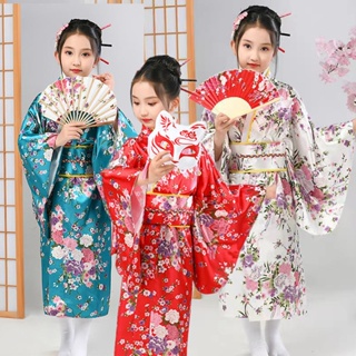 Disfraz de geisha japonesa para niña de lujo, kimono yukata, con cinturón  OBI, vestido de Halloween