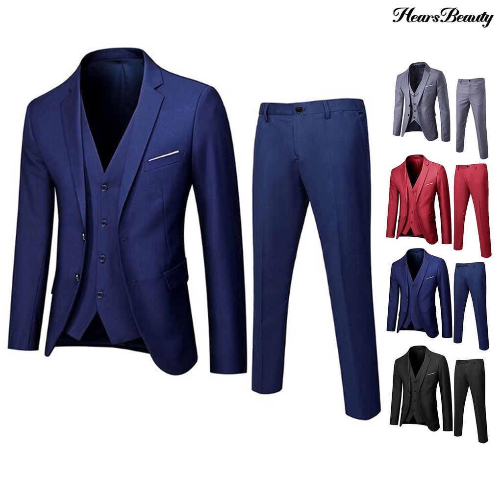 Traje de mujer de 3 piezas de chaqueta de manga larga y pantalones de  cintura ajustable para el trabajo, azul marino, marino