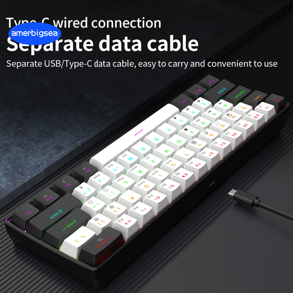 Backlit Gaming Keyboard Long-lasting Wear Resistance Compact 61 Keys ...