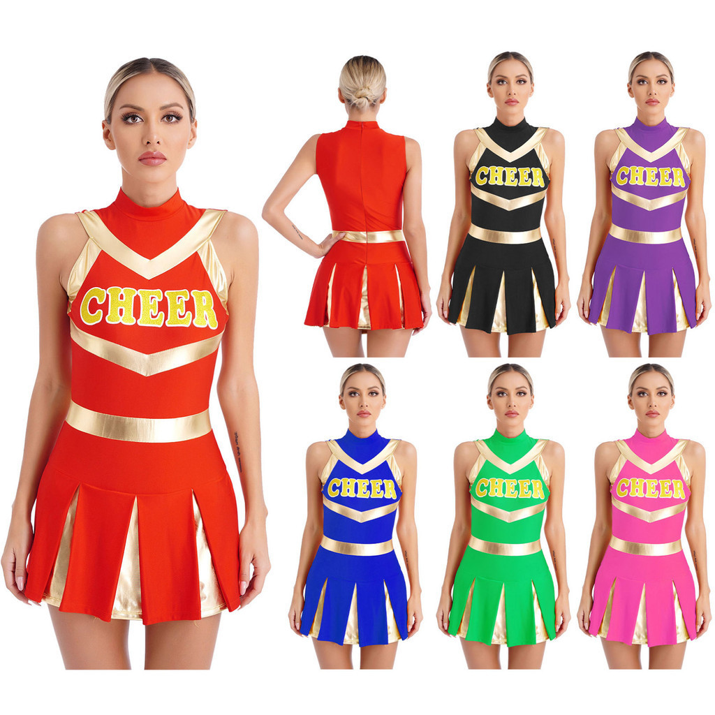 YOOJIA Mujeres Brillante Vestido De Animadora Sin Mangas Impresión Plisada  Juvenil Colegiala Cheer Squad Uniforme Disfraces De Halloween | Shopee  Colombia