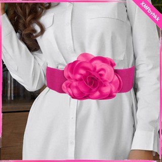 Cinturón de cintura ancha con flor grande elástica para mujer, fajas rosas  para vestidos, blusas, Blanco