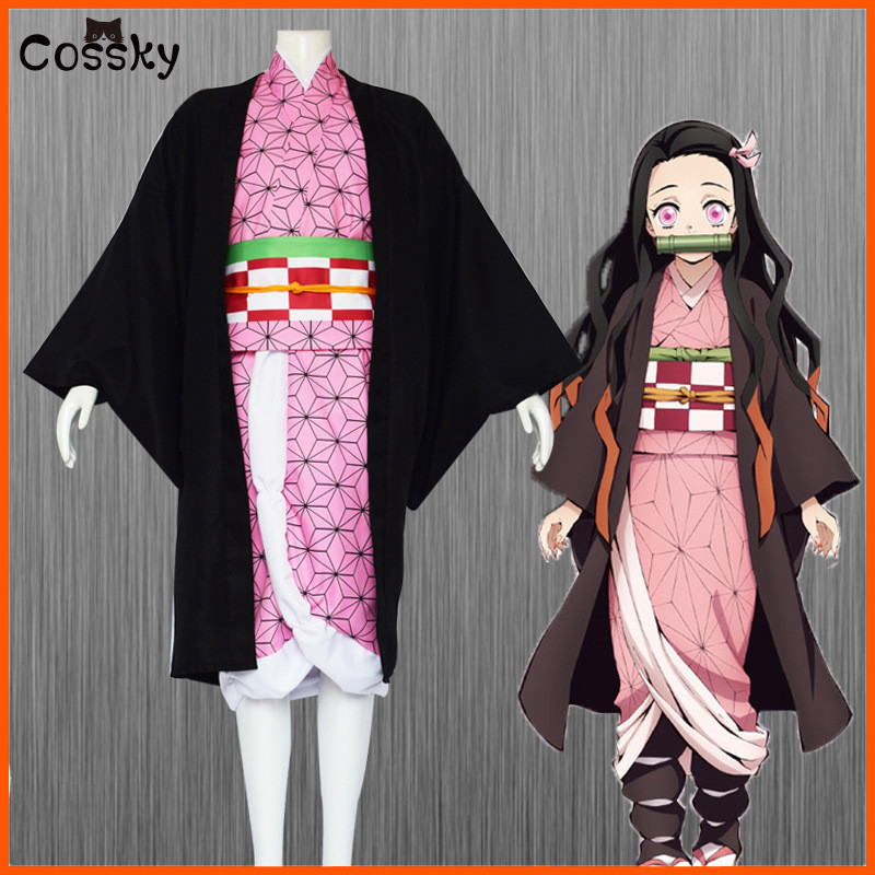 Anime Demon Slayer Nezuko Cosplay Traje Kimono Kimetsu No Yaiba Kamado ...