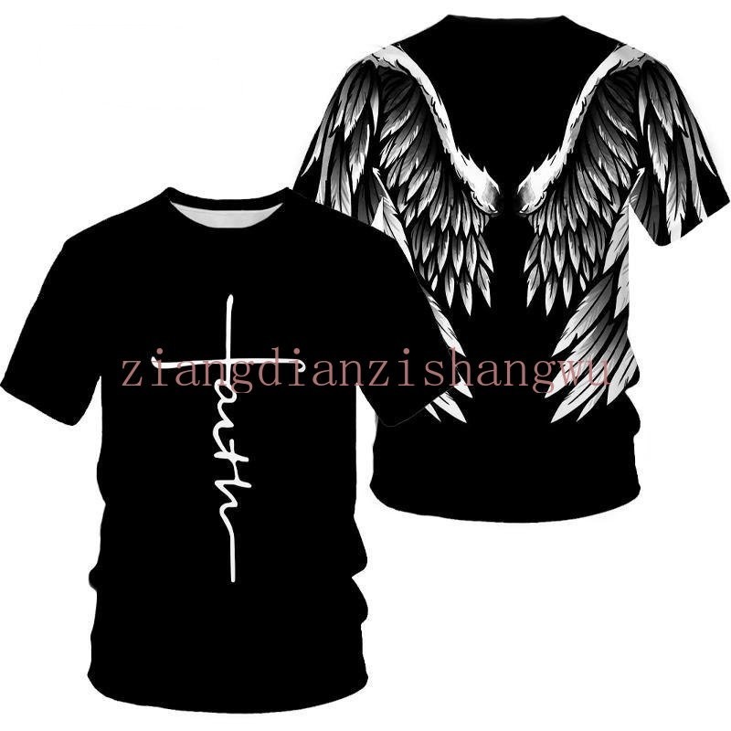 Camisetas Para Hombres Y Mujeres Con Impresion 3D De Alas De Angel Moda Fresca Y Divertida De Manga Corta Shopee Colombia