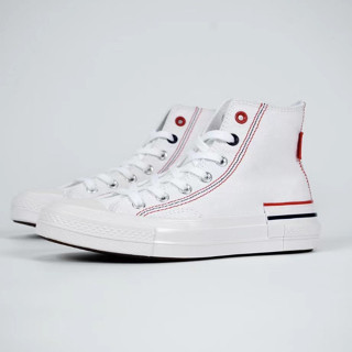 Converse blancas hotsell con raya roja