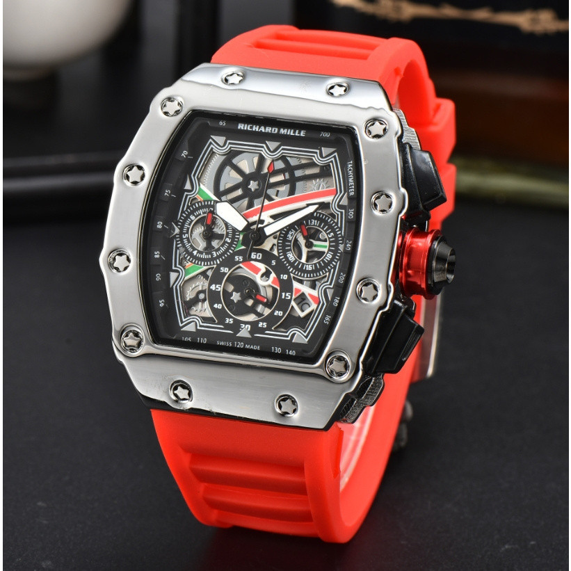 Richard mille Movimiento De Cuarzo cool Moda Reloj De Los Hombres Barril De Silicona Zafiro Shopee Colombia