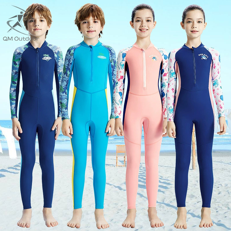 Traje De Baño Manga Larga Para Niña - Rash Guard Con Cremallera UPF 50+ - Estampado Negro Para Playa Y Piscina