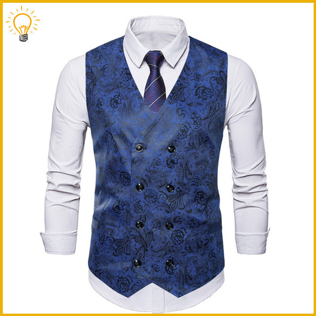 Mnjyihy Chaleco De Traje Estampado De Cachemira Dorado