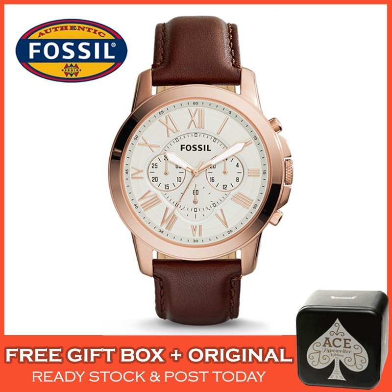 Original Fossil FS4991 Grant Cronografo De Cuero Marron Reloj De Los Hombres Shopee Colombia