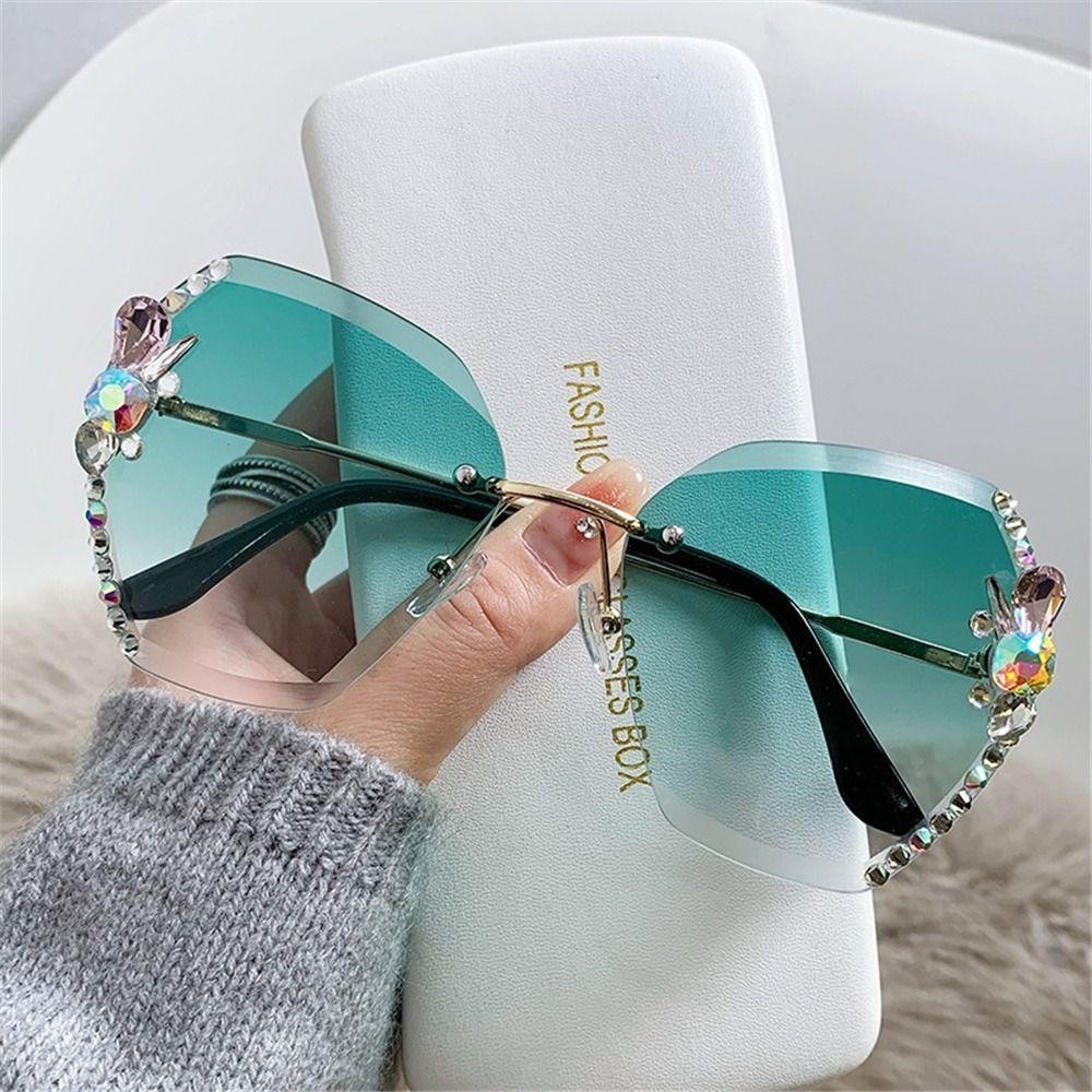 HOUSEI Lentes De Corte Gafas De Sol Playa Viaje Streetwear Brillantes Sin Montura Tonos Retro UV Degradados Para Las Mujeres Shopee Colombia