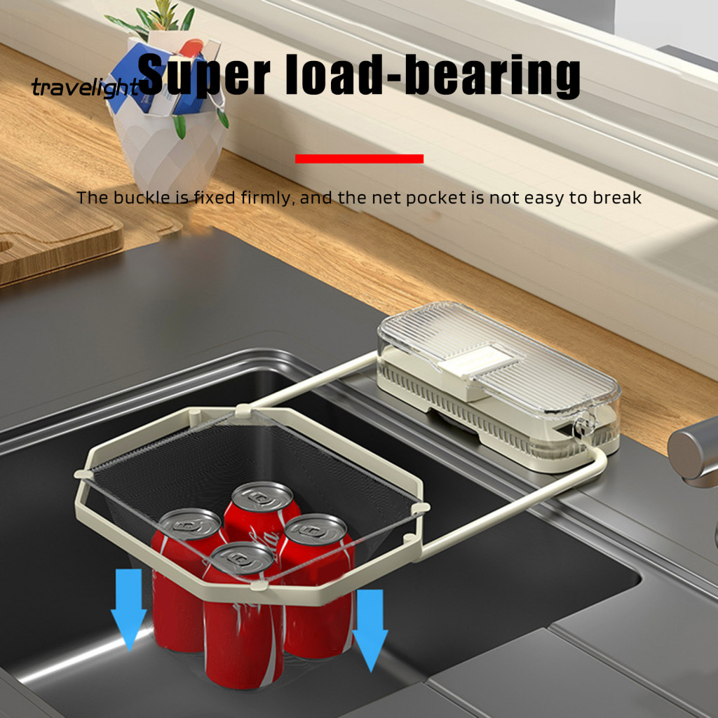 Space-saving Sink Storage Drain Strainer Foldable Rack with 50 Net Bags ...