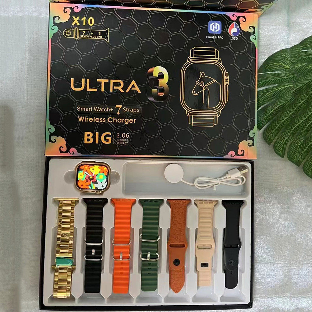 7 + 1 Reloj Inteligente X10 Ultra 3 Deportivo Para Hombres Mujeres  Bluetooth Llamada SmartWatch DIY Caras Impermeable