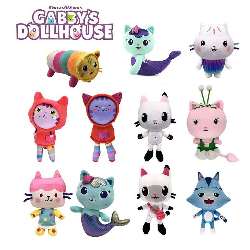 25cm Gabbys Casa De Muñecas Peluche Conjunto Sirena Gato Gabby Juguete ...