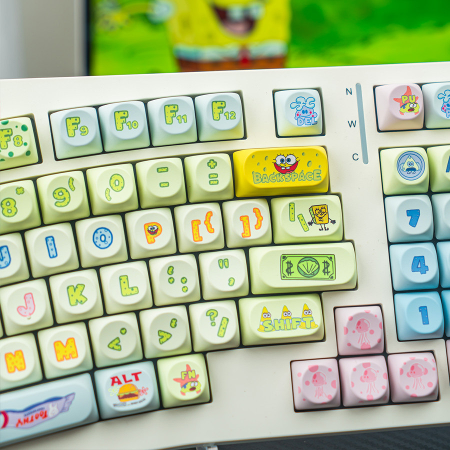 Bob Esponja SquarePants Keycap SO/Cherry Perfil 137 Teclas PBT Cinco ...