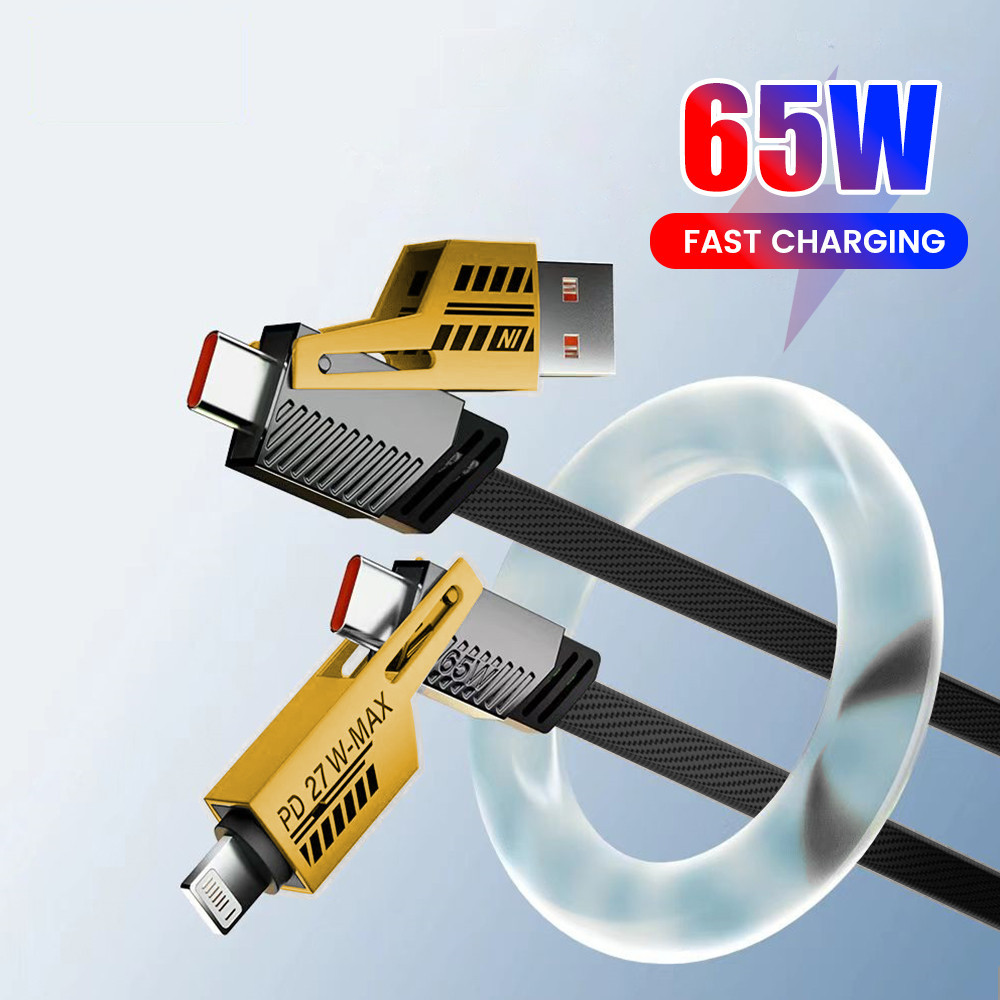 Twitch 65W 4 En 1 Mecha Metal USB/Tipo C Conector Cable Cargador Carga ...
