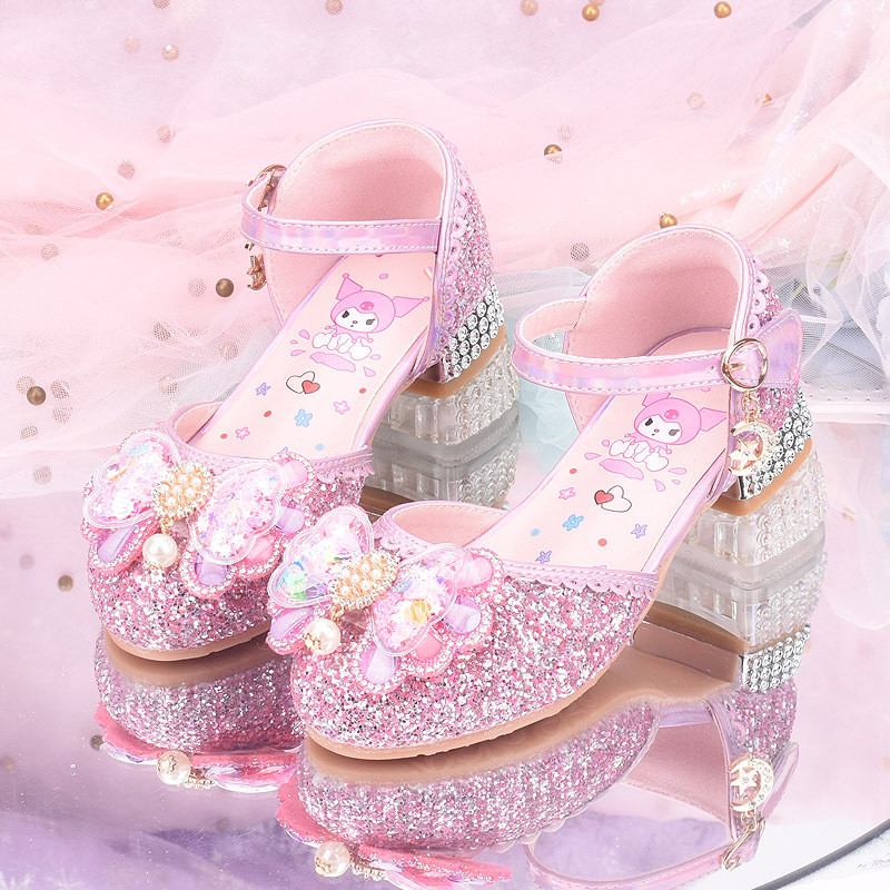Zapatos De Las Niñas Lindo Kuromi Tacones Altos Cristal Suela