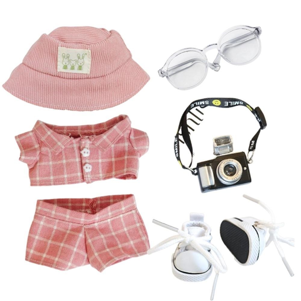 Conjunto De Ropa Para Muñecas Labobo De 17 Cm - Pelele Rosa + Pinza Para El Pelo - Accesorios De Tela Suave Y Lavable