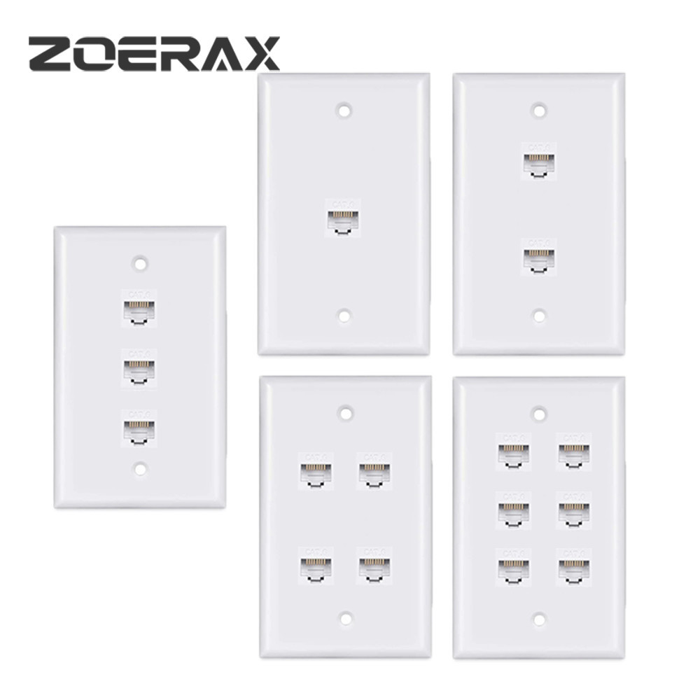RiteAV Placca A Muro Cat6 4 Porte RJ45 - Colore Bianco - Keystone Jack Rimovibili, Connessione Tool-Free