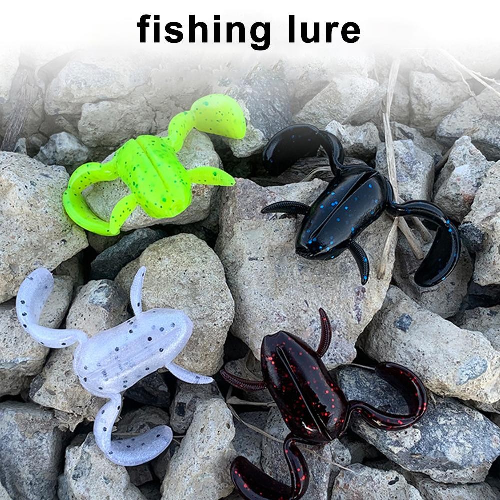 Set di 5 esche da pesca a forma di rana Topwater, 3,7 cm/4,7