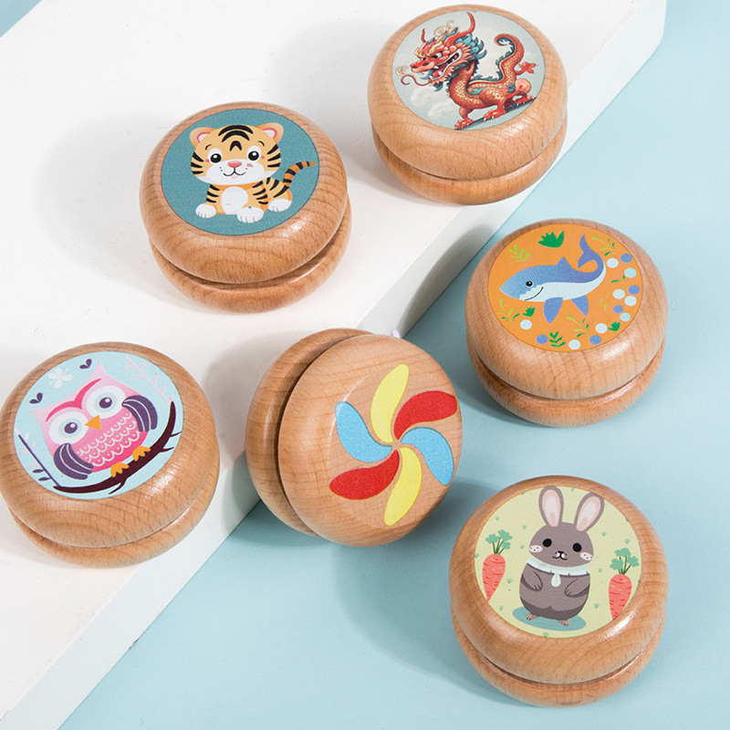 Yoyo De Madera 2 Piezas Para Niños | Colores Rosa + Azul | Juguete Clásico Con Rodamientos | Regalo De Cumpleaños Y Aire Libre
