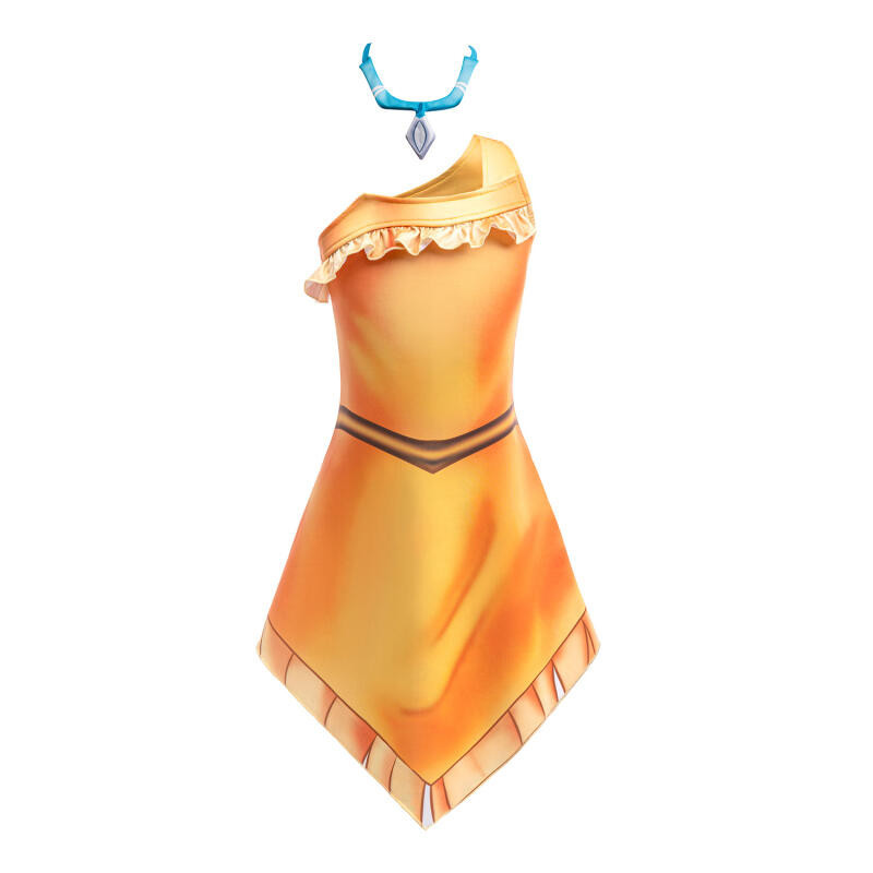 Pocahontas Cosplay Disfraz Naranja Amarillo Slip Vestido De