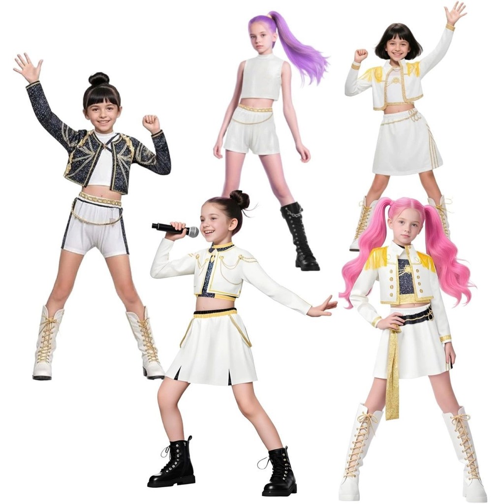 Generisch Disfraz De K-pop Rumi Mira Zoey Para Niñas – Traje De Escenario De Ídolo Con Body De Oso Morado, Perfecto Para Halloween, Carnaval Y Fiestas De Cosplay