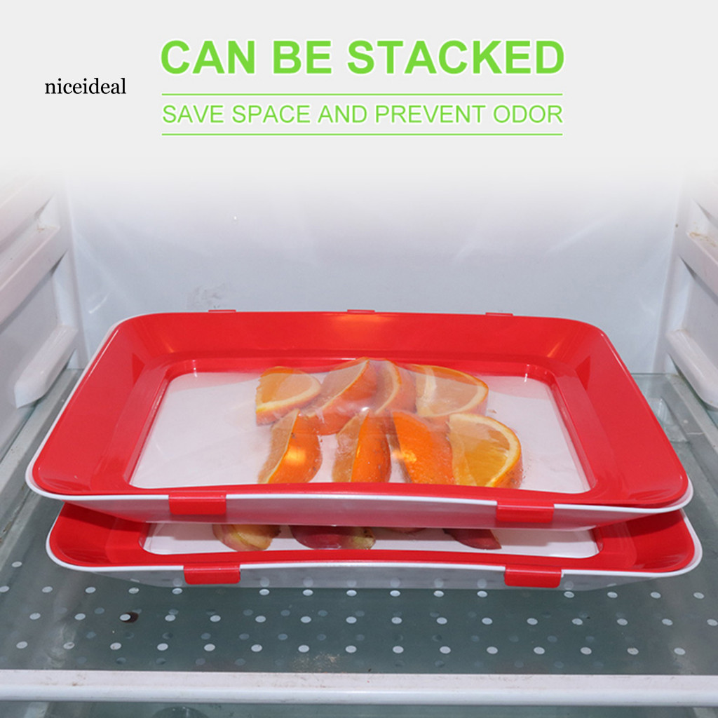 Stackable Fridge Trays Food Crisper Preservation with Stretch Lid Keep ...
