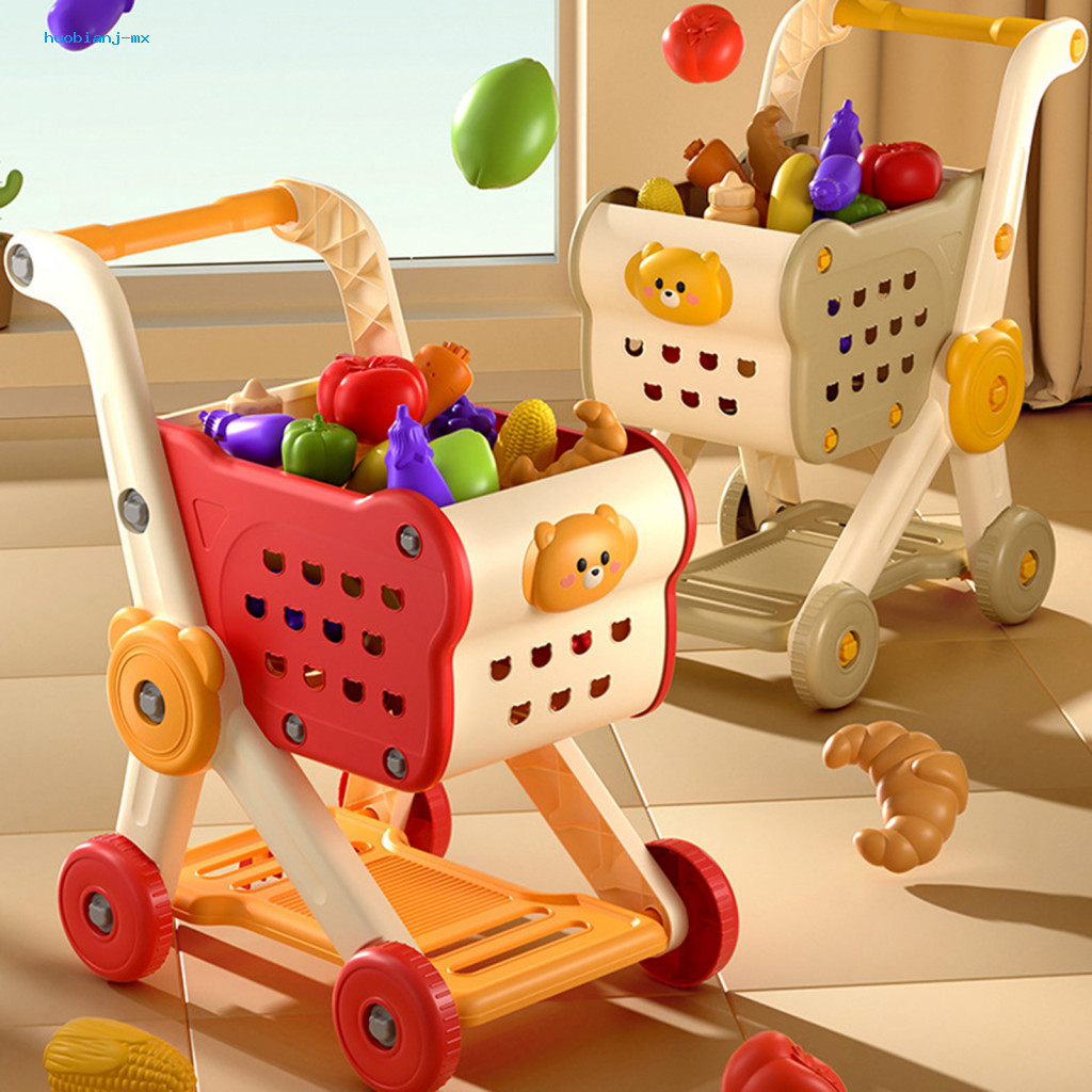 Kids Pretend Grocery Shopping Cart Baby Toy 27pcs Play Store Set with ...