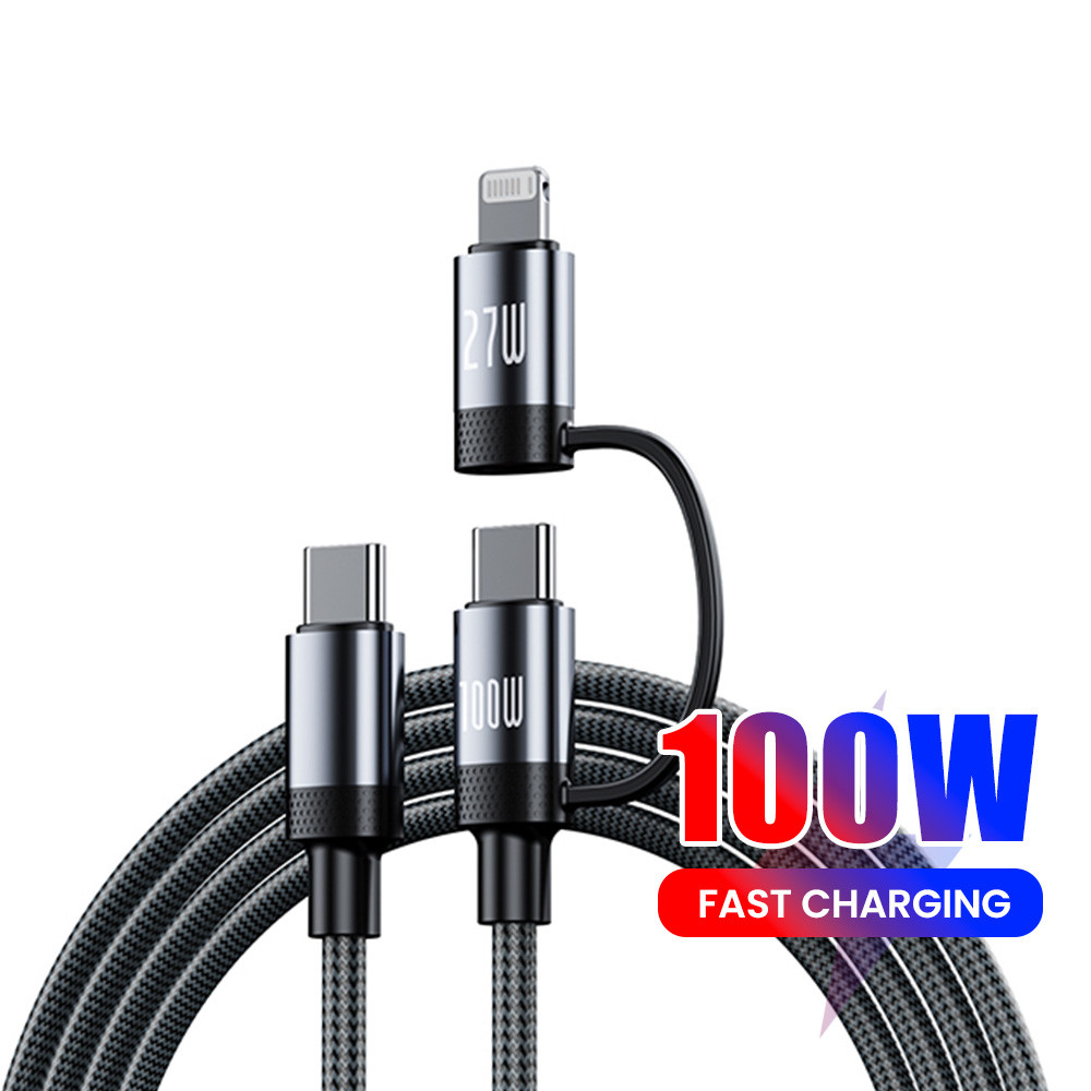Twitch 100W Tipo C A + iOS 2 En 1 Cable De Carga Datos Trenzado 1,2m ...