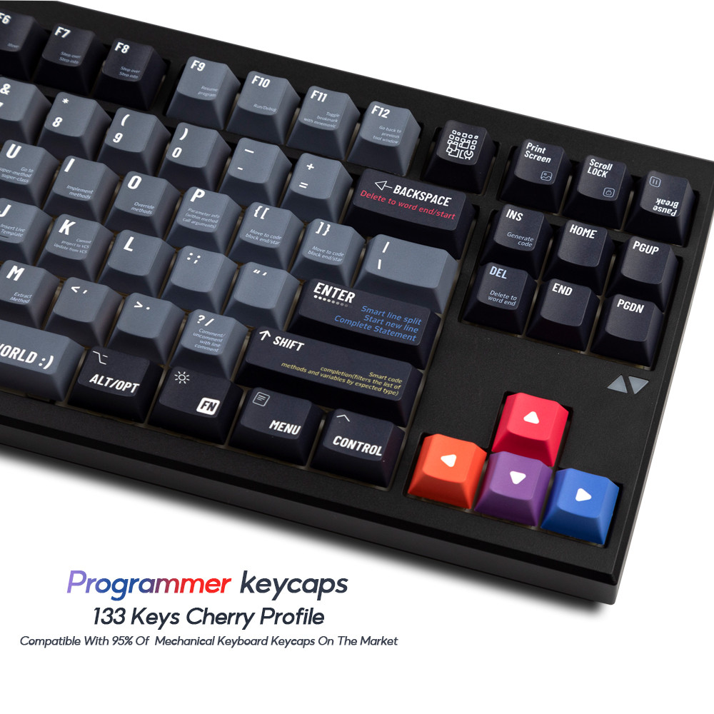 Programmer-996 Negro Keycaps 133key PBT Set Cherry Profile Teclado ...