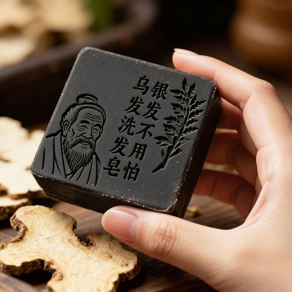 item/侧 伯 叶 何 首 乌 五 黑 养 发 皂 满 头 白 防 脱 洗 hlFive Jabón De Pelo Negro ...
