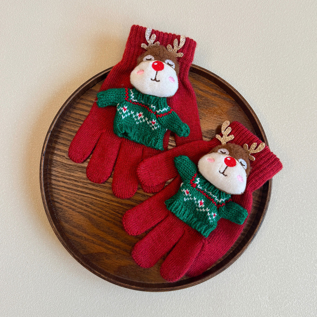 1 Par De Guantes De Papá Noel Rojos Con Ribete De Felpa Blanca - Talla Única - Ideal Para Navidad Y Fiestas Temáticas