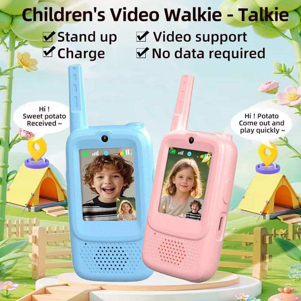 Walkie Talkie Con Videocámara Para Niños, Pack De 2 Unidades Recargables, Cambiador De Voz Y Alcance De Hasta 500 M, Regalo Infantil 3-8 Años