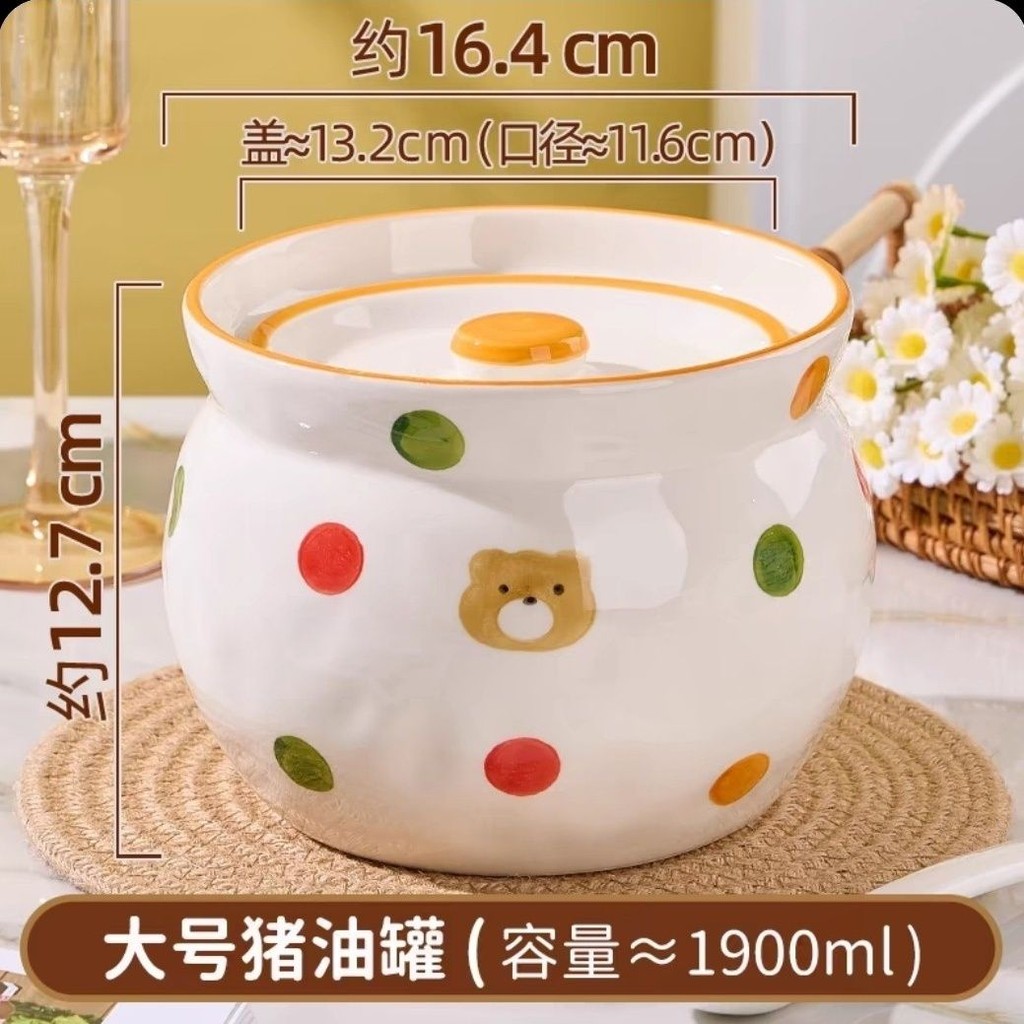 卡通 可爱 陶瓷 釉 下 彩 家用 猪 油罐 无 孔 带 盖 勺 盐 罐 耐 高温 封 拆 式 Cartoon Cute Ceramic ...