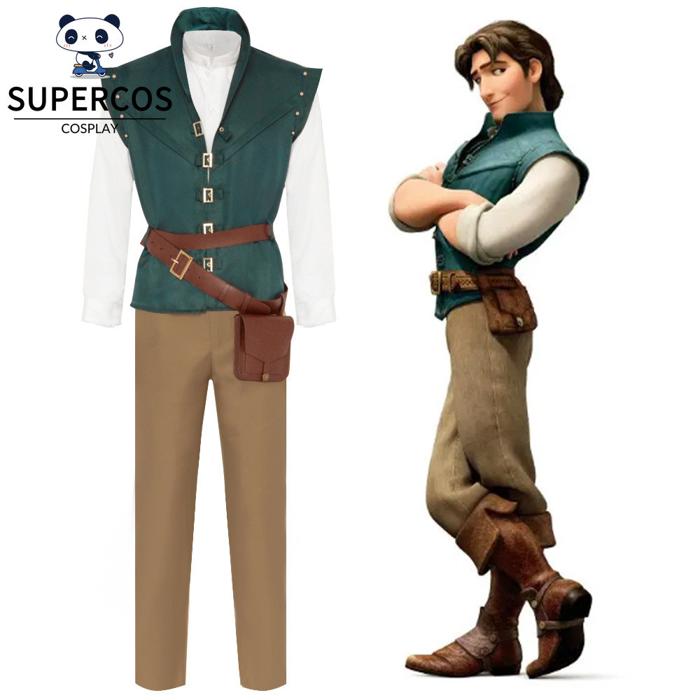 Película Enredada Rapunzel Flynn Rider Cosplay Set Uniforme De Cazador ...