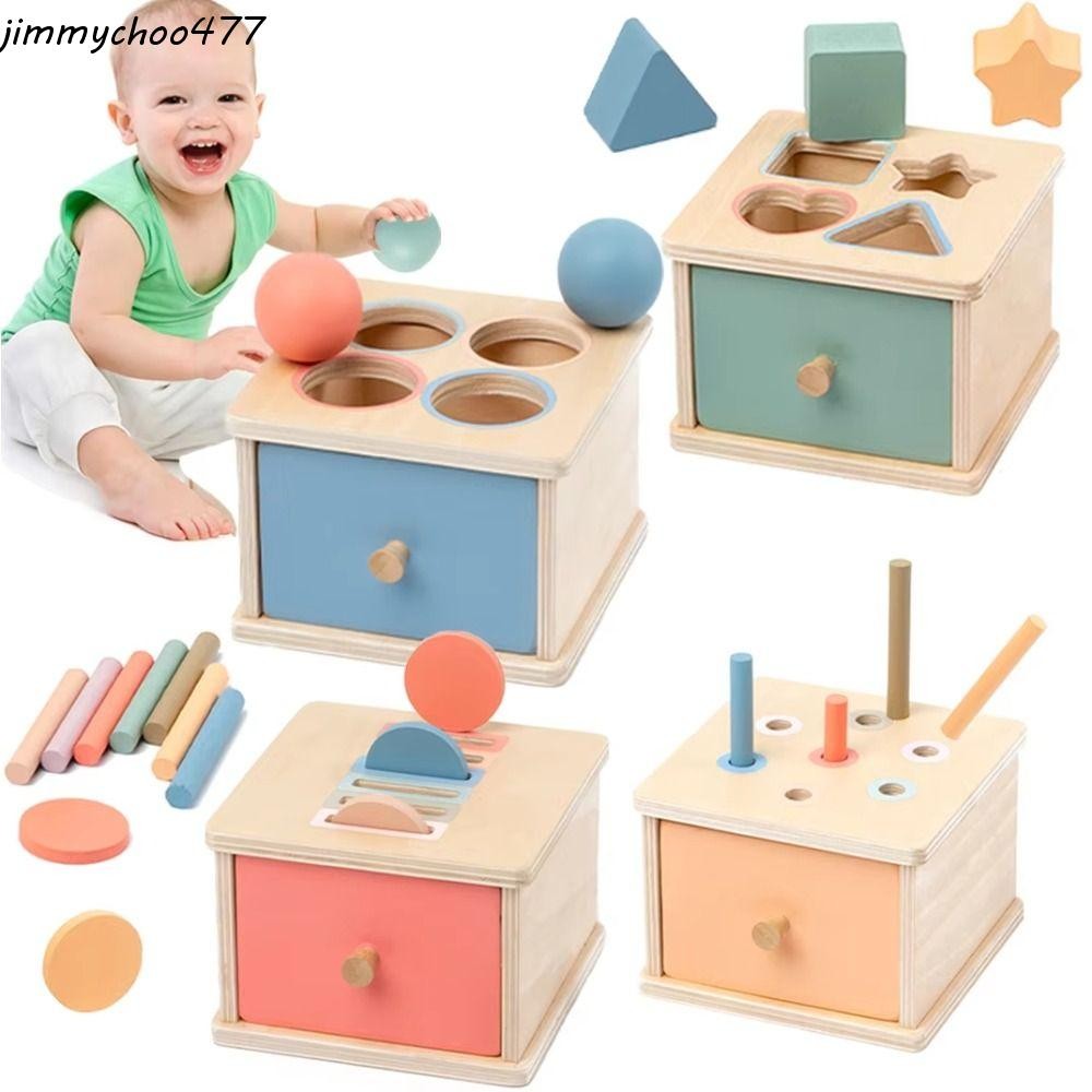 Caja De Permanencia De Objetos De Madera Con Cajón Deslizante, Juguete Educativo Para Bebés, Mejora La Motricidad Fina Y La Lógica, Incluye 6 Piezas Y Bola, Regalo Para Navidad Y Cumpleaños